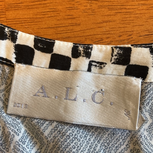 A.L.C. Womens Size M Black White High Neck Sleeveless 100% Silk Drop Waist Dress - Picture 6 of 11